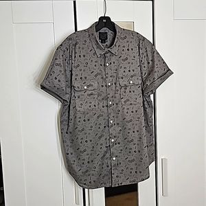 Lucky Brand Short Sleeve Grey button down size Large